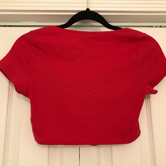 Red Corset Style Crop Top - Picture 2 of 3
